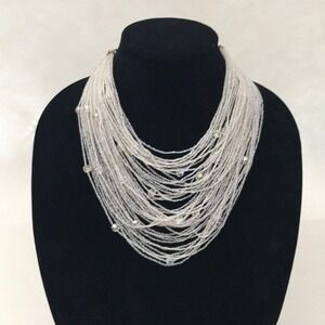 Vintage Multi Strand AB White Neckkace